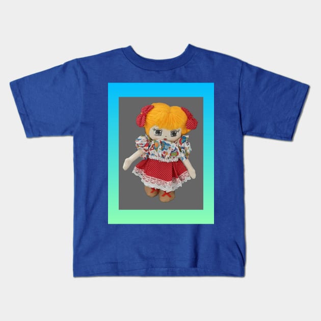 Doll illustration with frame Kids T-Shirt by ArtesManuaisRosaMaria